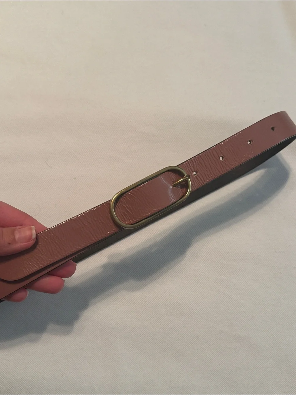Rachel Comey Pink Leather Belt with Gold Oval Buckle